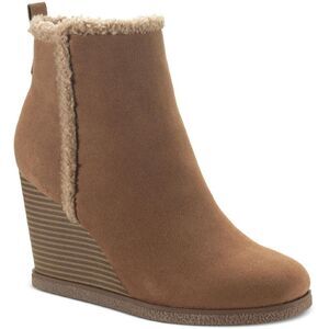 Sun + Stone Tan Ankle Booties with Shearling Trim